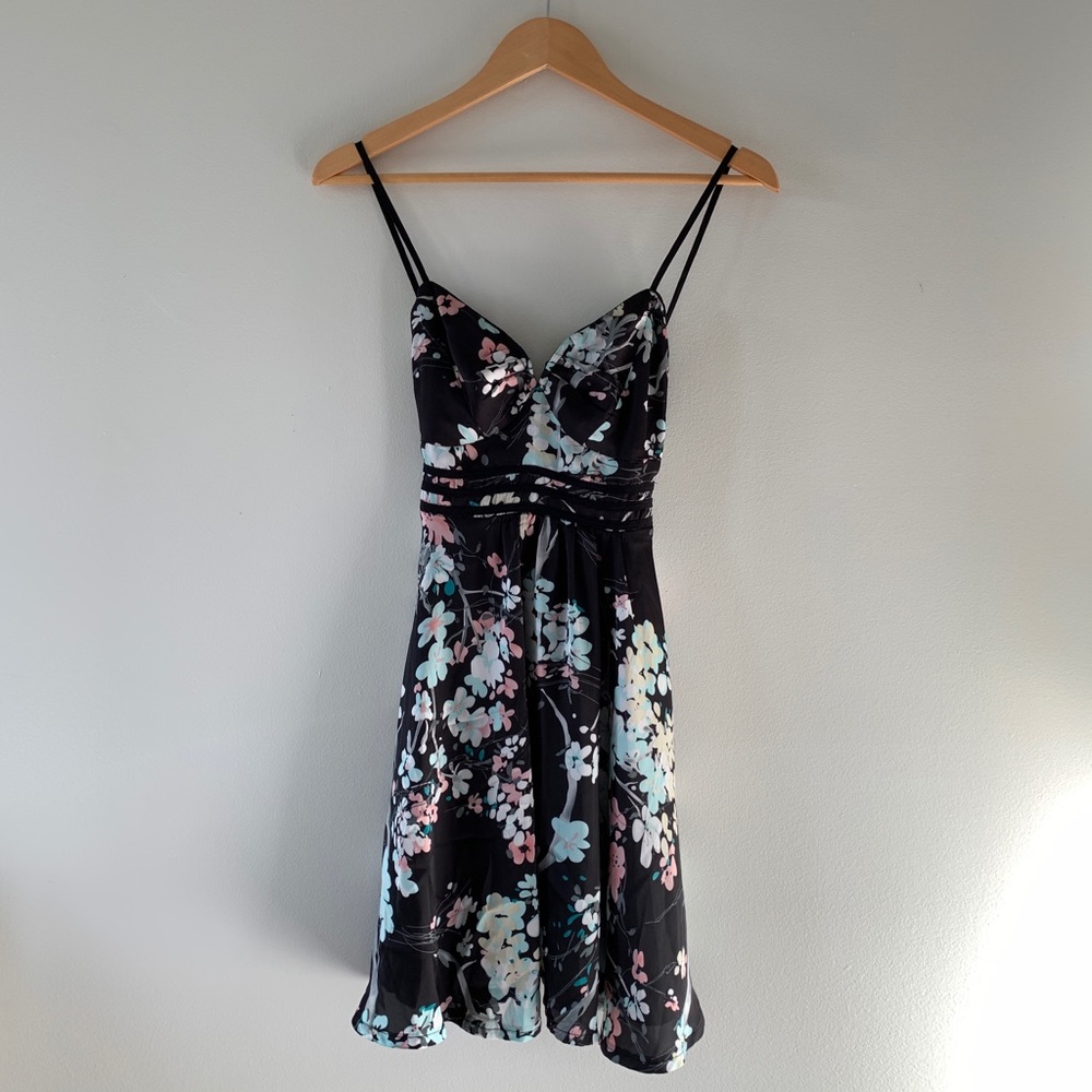 Black Pastel Flower Print Dress